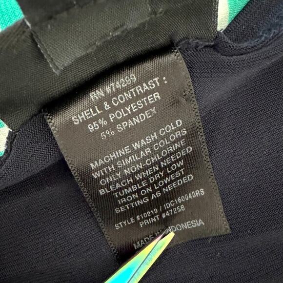 ENFOCUS Dress size 10 NAVY TEAL Tank Sleeveless Stretch Knee Length Geometric - Picture 5 of 5